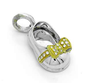   Basha 18k Diamond Gold Baby Shoe Bootie Charm Pendant Yellow  