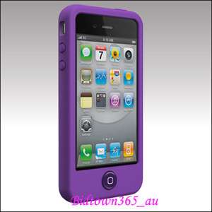   4S Purple Soft Gel Rubber Silicone Back Case Cover Skin Pouch  
