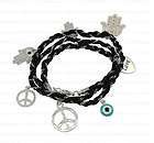    Peace sign love hand Rope Bracelet 3 layers fashion jewelry gift