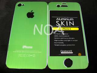 Aluminum ( Aluminium ) Cover Skin Sticker Front & Back for iPhone 4 4G 