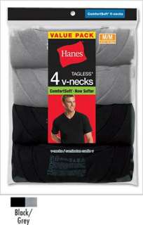 HANES Mens Comfort Soft Dyed V Neck T Shirt Undershirt   4 Pack 