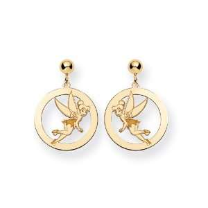    Disney Yellow Gold Circle Tinker Bell Post Earrings: Jewelry