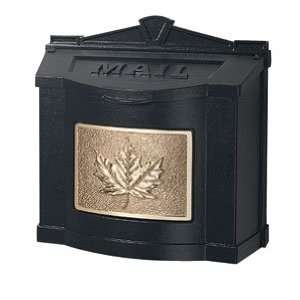 Gaines WM 3C Powder Coated Aluminum Mailbox Black w/ Polished Brass 