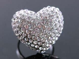 Sparkling 3D Heart Ring use Swarovski Crystal SR058  