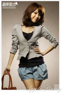 Korea Women Long Puff Sleeve Bolero Shrug Jacket  