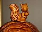 Vintage Brown Squirrel on Acorn Nut Ceramic Cookie Jar   Very Retro