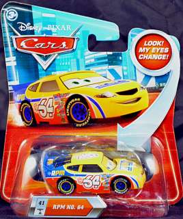   Pixar CARS Diecast Toy Car   RPM #64 Yellow Race Car Lenticular Eyes