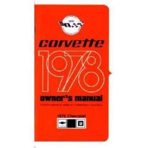  1978 CHEVROLET CORVETTE Owners Manual User Guide 