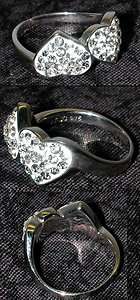 Swarovski Crystal Heart Ring Size 7 Sterling 925 Silver  