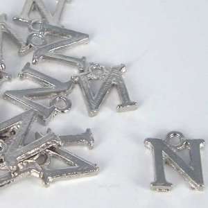    Alphabet Letter Charm 1/2 Silver Pewter N: Arts, Crafts & Sewing