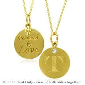 Natural Diamond Initial T, LOVE LETTERS Pendant Necklace in 18k Yellow 