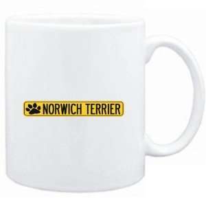 Mug White  Norwich Terrier PAW . SIGN / STREET  Dogs:  
