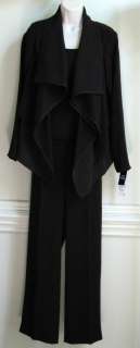 Kasper   Womens 3 Piece Long Sleeve Pant Suit, Size 6, Black, New 