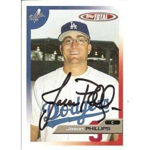   Jason Phillips Signed Dodgers 2005 Topps Total Card: Sports & Outdoors