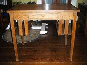 ANTIQUE MISSION OAK DESK WRITING TABLE w/brass nailheads nail heads 