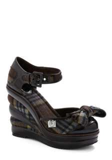   , Plaid, Bows, Party, Casual, Vintage Inspired, Fall, Winter, Wedge
