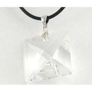  Sexy Clear Crystal Square Prism Sterling Silver Pendant 