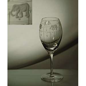   Etched Wine Goblets; Mouth Blown Crystal Glasses; Beautiful Gift
