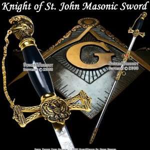 Templar Knight of St. John Crusader Masonic Sword Black:  