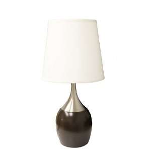  Table Lamp in Shiny Metal Espresso and Silver Finish: Home 