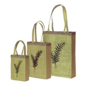  Set of 6 Meadows Dream Burlap Reusable Shopping Tote Bags 