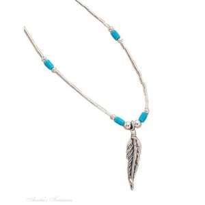  Sterling Silver Necklace Turquoise Eagle Feather Jewelry