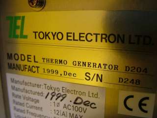 TEL Tokyo Electron Chiller Thermo Generator D204  