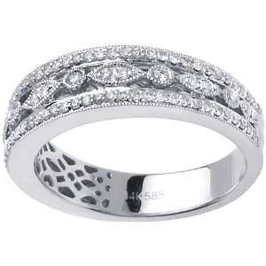  14K White Gold Semi Eternity Diamond Anniversary Ring (0.5 