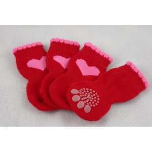  Dog Socks   Soxy Paws Pink Heart Red Socks for Dogs 