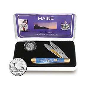 U.S. Mint Quarter Maine State Coin and Knife Set Sports 
