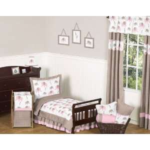  Pink and Brown Mod Elephant Toddler Bedding 5pc Set by 