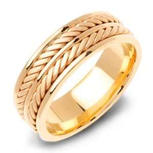    14K Gold Braided Comfort Fit Mens Wedding Band Ring Jewelry