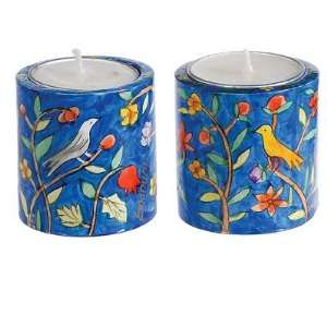   painted Shabbat Candlestick Holders by Yair Emanuel 