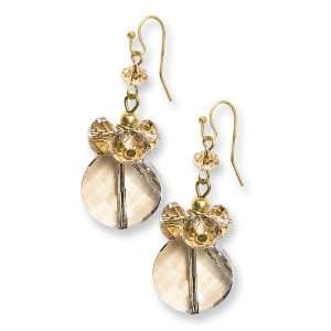  1928 Gold tone Yellow Crystal Round Drop Earrings: 1928 