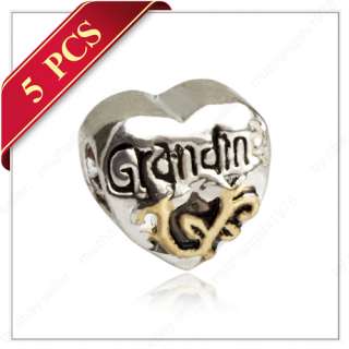 5PCS Gold & Silver Plated European Bracelet Alloy Charm, Fit Murano 
