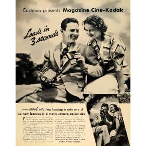  1936 Ad Eastman Magazine Cine Kodak Film Camera Movie 