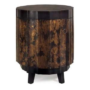  25 Round Decorative Black and Gold Drum Storage Table 
