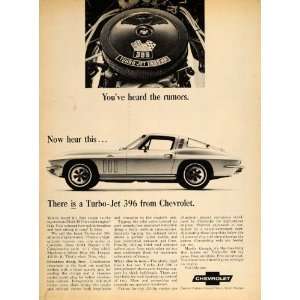 1965 Ad Chevy Corvette V8 C2 Turbo Jet 396 CID 425 HP   Original Print 