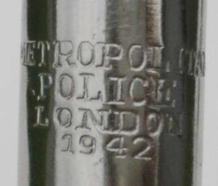 ENGLISH BOBBY POLICE WHISTLE MARKED METROPOLITAN POLICE LONDON 1942