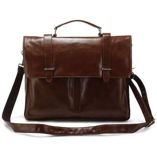 Classic Vintage Shiny Leather Mens Business Briefcase Laptop Cross 