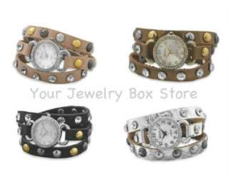 Leather Fashion Wrap Watches Blk Bronze Pink or Silver  