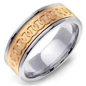  ARLEN 14K Two Tone Gold Celtic Springs Wedding Band Ring Jewelry