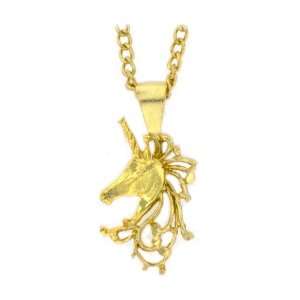  Unicorn ,Cut Gold Tone Charm 20 Steel Necklace: Jewelry