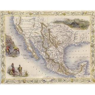 1800S MEXICO CALIFORNIA TEXAS MAP LARGE VINTAGE POSTER REPRO