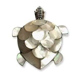  Hawaiian Sterling Silver Pendant or Brooch Shell Turtle 