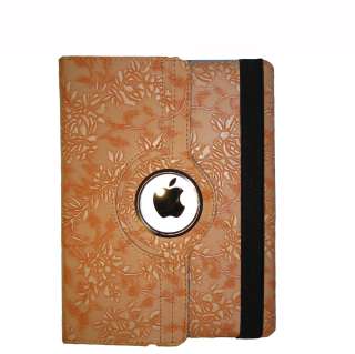   stylish 360° Rotating Leather case Smart Cover w/ Embossed Flowers