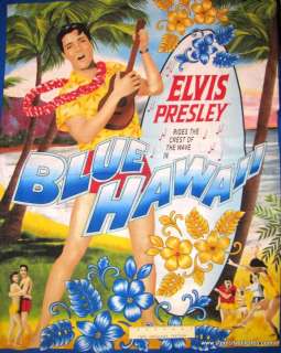 Elvis Presley Blue Hawaii King Rock N Roll Surf Waves Fabric 3 Panels 