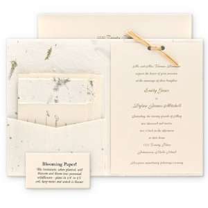  White Fern Blooming Pocket Fold Invitation Wedding 