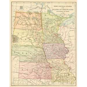   1896 Antique Railroad Map of the West Central States