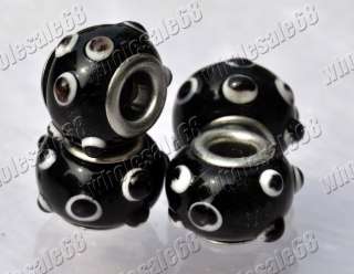 Wholesale Lots 100pcs Black Murano Glass Beads Fit DIY  